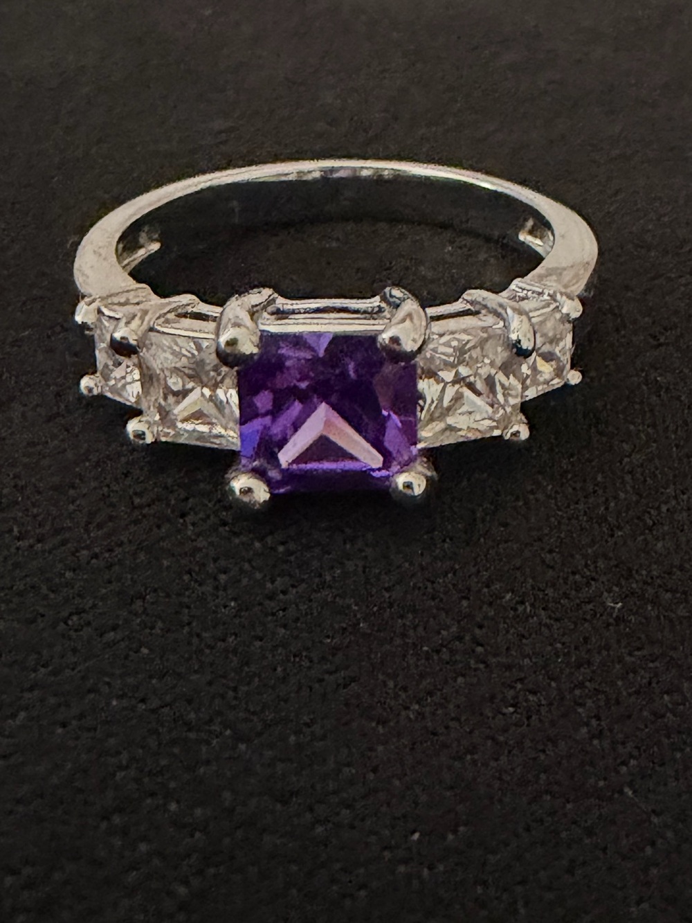 Silver 5 Stone Ring - Amethyst